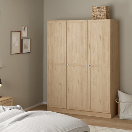 Brande Wardrobe with 3 frame doors in Jackson Hickory