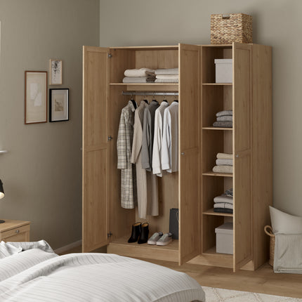 Brande Wardrobe with 3 frame doors in Jackson Hickory