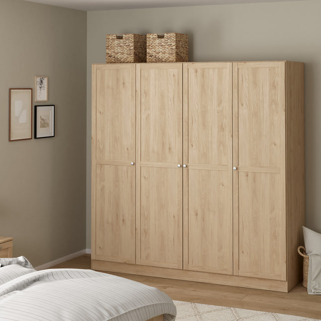 Brande Wardrobe with 4 frame doors in Jackson Hickory