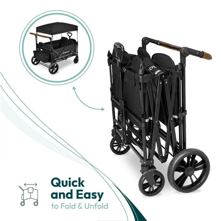 Wonderfold X4R Push and Pull Quad Stroller Wagon - Black