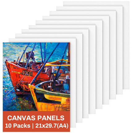 Canvas for Painting 21X29.7cm, 10 Packs a4 Blank Canvas Board Cotton Acid-Free for Acrylic Paint, Oil Paint & Wet Water Art Media, Hobby Painters and