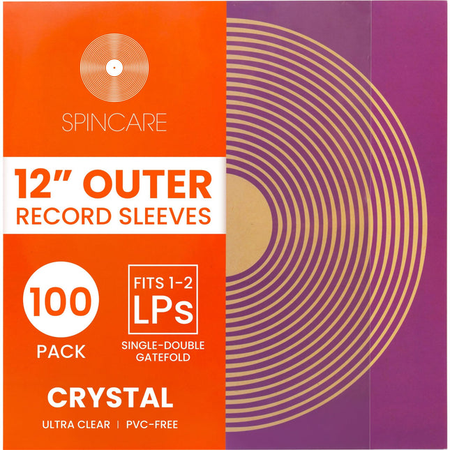 100x 12 Inch Standard Outer Vinyl Record Sleeves | Crystal Clear Covers for Single Double Albums & LPs | Acid-Free Protective Plastic Sleeves | Clean