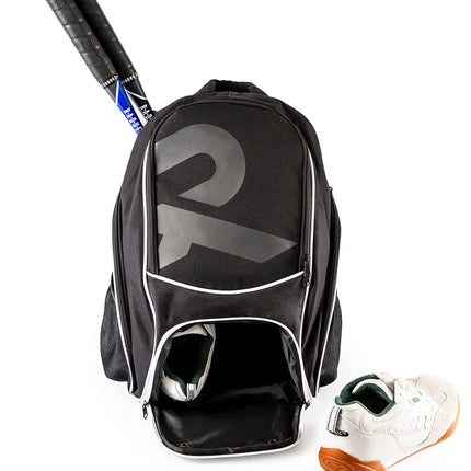 Raquex Racket Sports Backpack - for 1 Tennis or Padel Racquet, or 2 Squash or Badminton Racquets. Rucksack for Rackets + Shoes + Laptop + Water Bottle