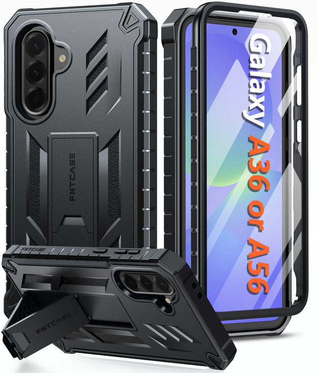 FNTCASE for Samsung Galaxy A36-5G Case: for Galaxy A56-5G Cases Military Grade Drop Proof Protection with Kickstand | Matte Textured Rugged Shockproof