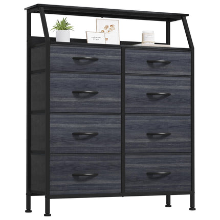 YITAHOME Chest of Drawer Bedroom with 8 Drawers Storage Unit Steel Frame Wood Top Fabric Dresser for Bedroom Living room,Closet,Black wood grain
