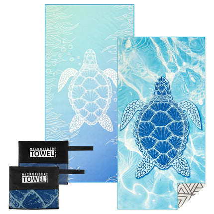 2Pcs Microfibre Beach Towels for Adults Extra Large 180 ? 90 cm Good Water Absorbency Swimming Towel with Print Non Fading Quick Dry Beach Towel