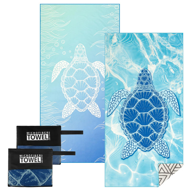 2Pcs Microfibre Beach Towels for Adults Extra Large 180 ? 90 cm Good Water Absorbency Swimming Towel with Print Non Fading Quick Dry Beach Towel