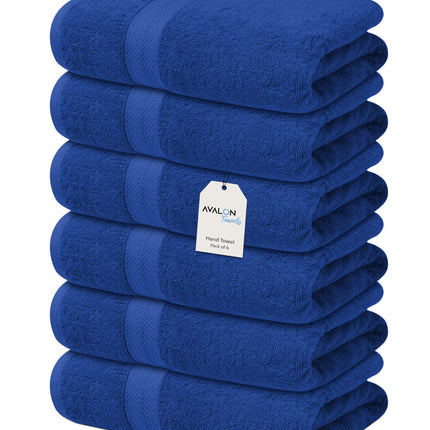 Avalon Towels Luxury Hand Towels (Pack of 6) Size 16x28 Inches - Premium Cotton, Soft and Highly Absorbent Hand Towels for Bathroom, 600 GSM Face