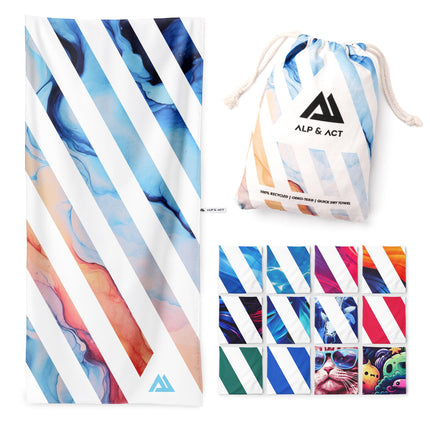ALP & ACT Beach Towel XXL 200x90 cm - 100% Recycled Microfibre - SUPER LIGHTWEIGHT & Quick Dry - Large Microfibre Towels for Beach & Sun Lounger -