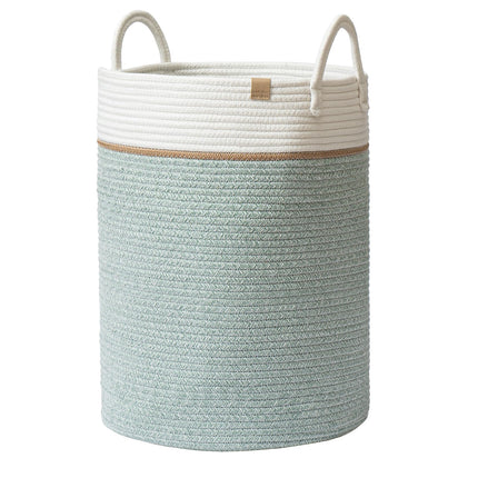 LA JOLIE MUSE Woven Basket Rope Storage Baskets - Tall Cotton Basket, Laundry Basket for Blanket, Kids Toy, Nursery Clothes Hamper Basket, Ivy Green,