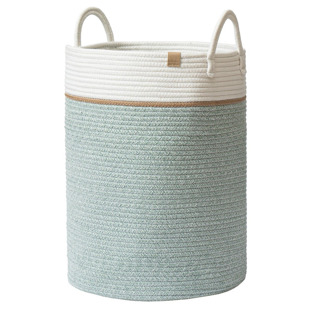 LA JOLIE MUSE Woven Basket Rope Storage Baskets - Tall Cotton Basket, Laundry Basket for Blanket, Kids Toy, Nursery Clothes Hamper Basket, Ivy Green,