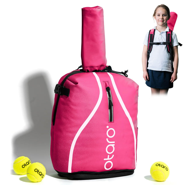 Otaro Tennis Bag Kids (Pink) | Tennis Racket Bag for Children |Seperated Shoe Pocket & Safety Lightning Straps | German Company |