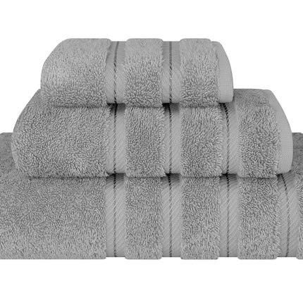 American Soft Linen Premium 3 Piece Towel Set, 1 Bath Towel 1 Hand Towel 1 Washcloth, 100% Cotton Turkish Towels for Bathroom, Light Grey Towel Set
