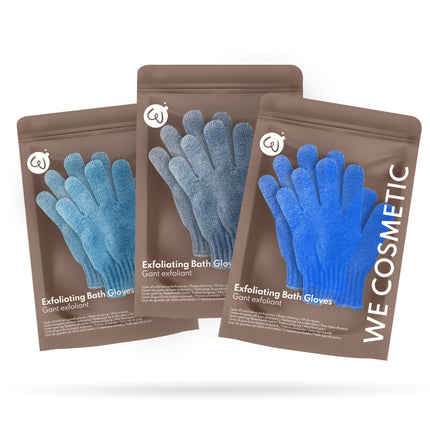 Pair of Body Exfoliating Gloves | Scrubbing and Loofah Mitt | Adult Wash Mitt - WE COSMETIC (SET OF 3)