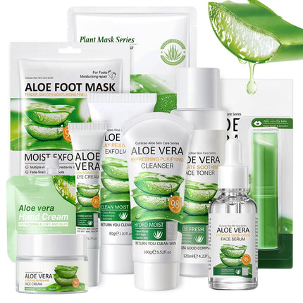 Leogony 10PCS Skin Care Sets for Women, Aloe Vera Gift Set for Teenage Girls, Face Skincare for Teen Girl