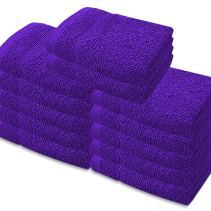 A & B TRADERS Premium Cotton Face Cloths Flannels Washcloth 12-Pack 500 GSM Ring Spun Soft Absorbent 30 x 30cm Towels (Purple)