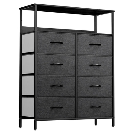 YITAHOME Chest of Drawer with 8 Drawers for Bedroom Fabric Dresser Storage Drawers With Handles Metal Frame for Living Room, Hallway,Black Grey