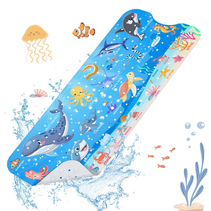 SHUCHING Sea Animals Bath Mat Non Slip Kids, 100 X 40 cm Extra Long Baby Bathtub Mat Anti Slip, Childrens Shower Mat Non Slip Anti Mould for Bathroom