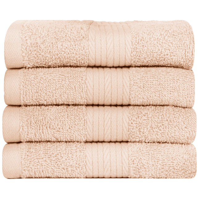 Ample Decor Cotton Washcloths Set 4, 30 X 30 cm, 100% Cotton Premium Quality Flannel Face Cloths, Highly Absorbent Fingertip Towels - Beige