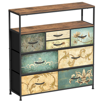 VEDECASA Chest of Drawers with Open Shelf Dresser for Bedroom with 8 Drawer Storage Organizer Unit TV Stand for Living Room Hallways Closet with