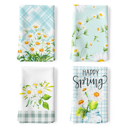 Arquiel Daisy Kitchen Towel 100% Cotton Quick Dry Dish Towels 50 x 70CM, Dishcloth Hand Towels for Housewarming Gifts Dining, Home, Wedding, Banquet,