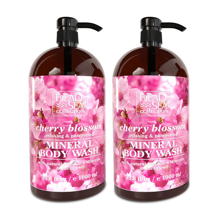 Dead Sea Collection Shower Gel for Women and Men ? Body Wash with Pure Dead Sea Minerals and Cherry Seeds Oil - Cleanses and Moisturizes Skin - Pack