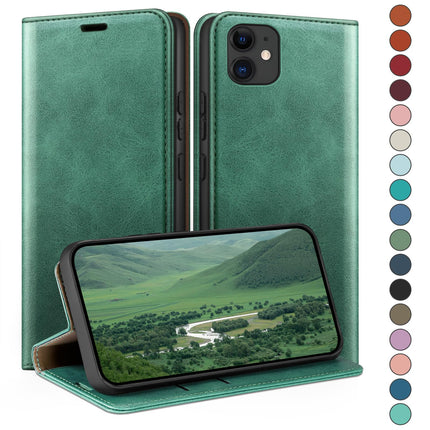 HUOUH for iPhone 11 6,1" Wallet case with RFID Blocking PU Leather,Credit Card Holder,Flip Folio Book Phone cases Shockproof Cover Women Men for Apple