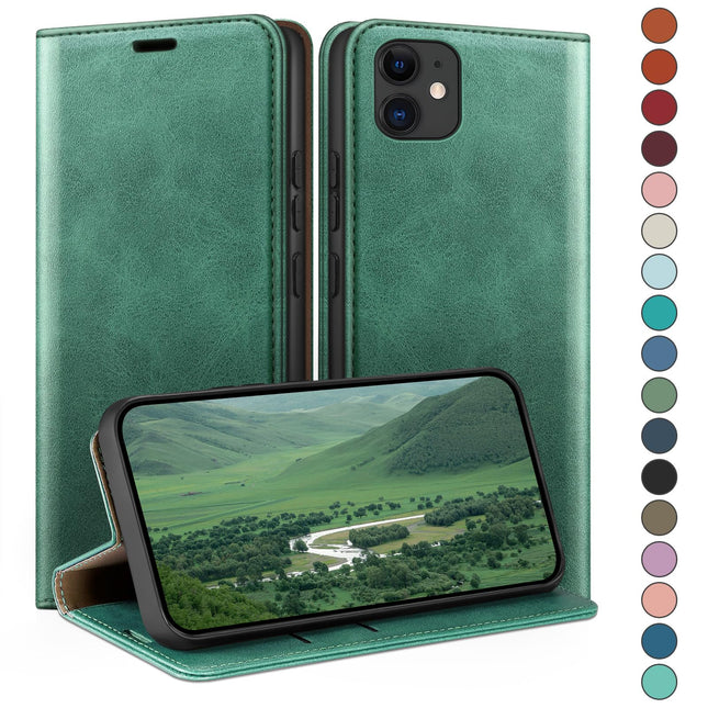 HUOUH for iPhone 11 6,1" Wallet case with RFID Blocking PU Leather,Credit Card Holder,Flip Folio Book Phone cases Shockproof Cover Women Men for Apple