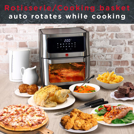 Sensio Home 12L Air Fryer Oven Rotisserie Function and Dehydrator, 10 in 1 Digital Display, 90 Minute Timer, Basket plus 4 More Accessories, Family
