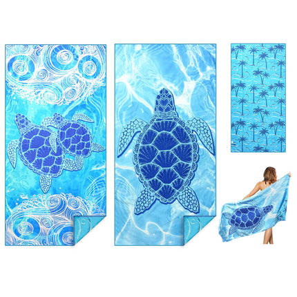 2 PCS Microfibre Beach Towels for Adults, Extra Large Quick Dry Towel with Double Side Print Sand Free Lightweight Travel Towel for Adults Women Men