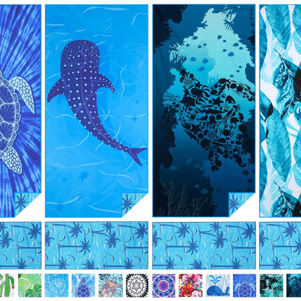 4 Pack Microfiber Lightweight Thin Beach Towel Sand Free Quick Dry Super Absorbent Compact Oversized Large Towels for Swimming Pool Yoga Gym Travel