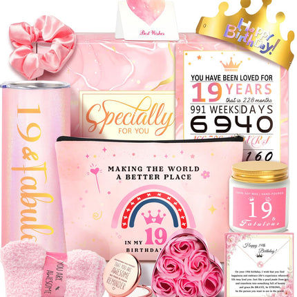 19 Year Old Girl Birthday Gifts, 19th Birthday Gifts For Girls, Happy Birthday Gifts for 19 Year Old Female Daughter Niece Granddaughter Sister Her