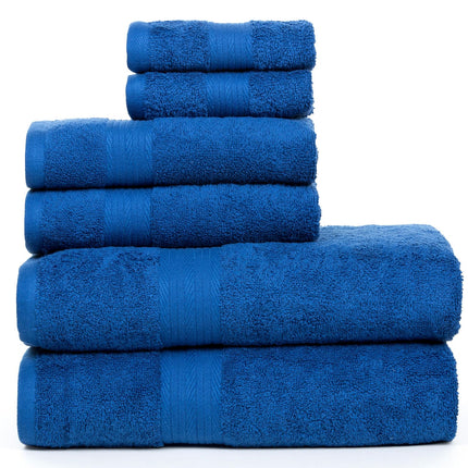 Ample Decor 100% Cotton Luxury, Soft & Absorbent 6 Piece Towels Set, 2 Bath Towels, 2 Hand Towels, 2 Wash Cloths for Bathroom - Navy