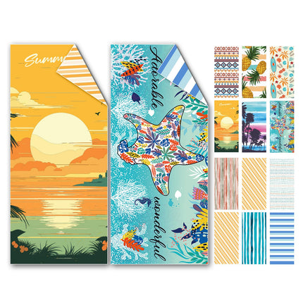 Asbtos Microfibre Beach Towels for Adults, 2 Pack 180 ? 95 cm Sand Free & Lightweight Beach Towel with Storage Bag, 250 GSM Fast Absorb and Quick Dry