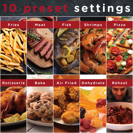 Sensio Home 12L Air Fryer Oven Rotisserie Function and Dehydrator, 10 in 1 Digital Display, 90 Minute Timer, Basket plus 4 More Accessories, Family