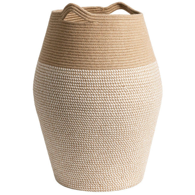 Laundry Hamper Tall Woven Cotton Rope Laundry Basket Dirty Clothes Hamper Kids Curve Laundry Basket Large in Bathroom Laundry Room for Dirty Clothes