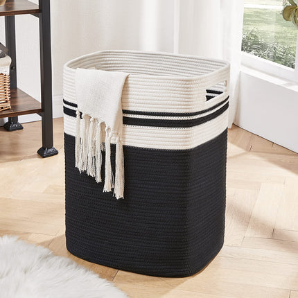 OIAHOMY Laundry Hamper-Laundry Basket,Tall Cotton Storage Basket with Handles,Decorative Blanket Basket for Living room,Collapsible Large Basket for