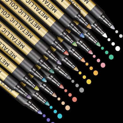 APOGO Metallic Pens for Black Card Paper, 20 Gold Silver Metallic Marker Pens Art & Craft Supplies Pens for Wedding Card Photo Album Scrapbook
