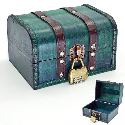 HAOBIN Treasure Chest Wooden Chest Treasure Chest Wooden Vintage Money Box Vintage Wooden Box Gift Box with Lid Treasure Chest for Storage and