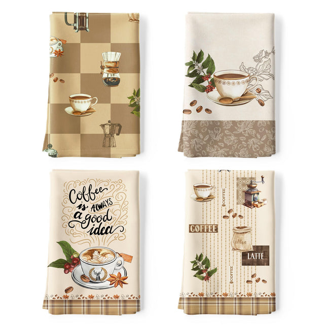 Arquiel Coffee Kitchen Towel 100% Cotton Quick Dry Dish Towels 48 x 70CM, Dishcloth Hand Towels for Housewarming Gifts Dining, Home, Wedding, Banquet,