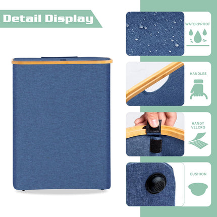 BRIAN & DANY Laundry Basket with Lid, Large Laundry Hamper 3 Compartments with Handles, Collapsible Washing Basket with 3 Removable Bags, Washing Bin