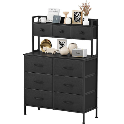 Mintnook Dresser for Bedroom with 9 Drawers, Chest of Drawers Storage Organizer Unit for Bedroom, Living room, Kids room, Closet, Wood Top, Fabric