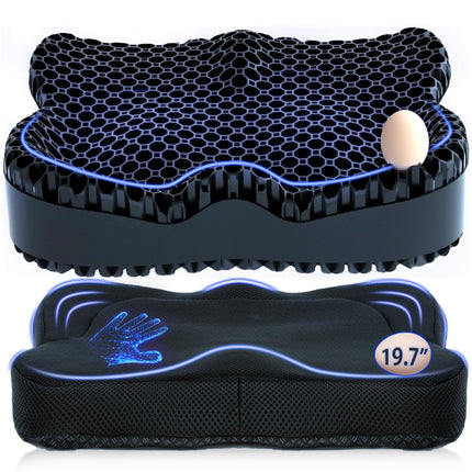 Gel Seat Cushion, Extra19.7"Chair Seat Pads for Wheelchair, Soft Cushions for Car Office Chair for Pressure Coccyx Sciatica Pain Relief, Ergonomic