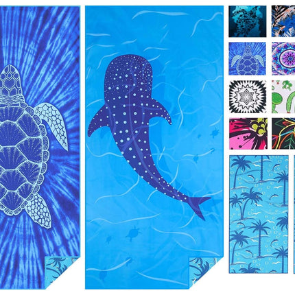 2 Pack Microfiber Lightweight Thin Beach Towel Sand Free Quick Dry Super Absorbent Compact Oversized Large Towels for Swimming Pool Yoga Gym Travel