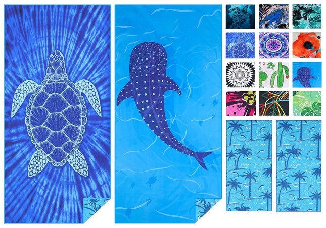 2 Pack Microfiber Lightweight Thin Beach Towel Sand Free Quick Dry Super Absorbent Compact Oversized Large Towels for Swimming Pool Yoga Gym Travel