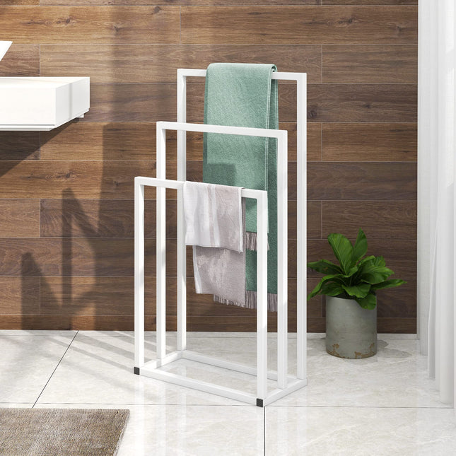 3 Tier Freestanding Towel Rail Towel Rack Stand,Metal Towel Holder and Towel Drying Rack for Bathroom Kitchen,Towel Ladder for Towelsor Clothing,Bath