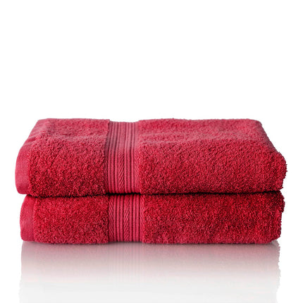 ALCLEAR set of terry hand towels, range of soft and highly absorbent towels, OEKOTEX 100 certified, 5 colours & 5 sizes, colour: RED, 2 x hand towels