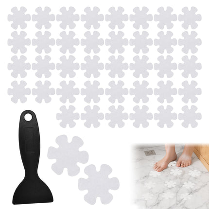 MEKEET 49PCS Anti Slip Bath Stickers White Shower Non Slip Stickers for Flower Shape Transparent Non-Slip Bathtub Stickers Anti Skid Tape Safety Mat