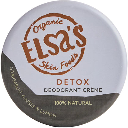 Elsa's Organic Skin Foods - Natural Deodorant Cream - Detox - Aluminum Free - Activated Charcoal & Bentonite Clay - Vegan - Plastic Free - Whole Body