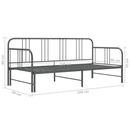 Pull-out Sofa Bed Frame without Mattress Grey Metal 90x200 cm
